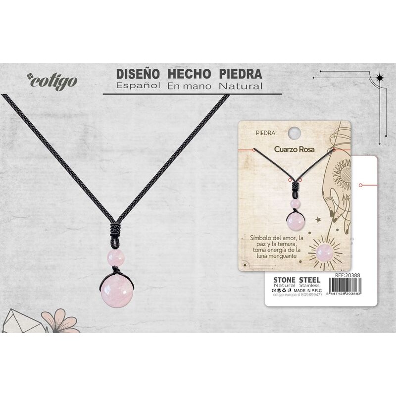 Colgante De Cuarzo De Rosa De Bola 14 mm